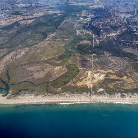 The Tijuana River Estuary flows into the Pacific Ocean at Imperial Beach, near the U.S.-Mexico border, on Oct. 23, 2024.