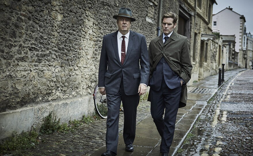 Shown from left to right: Roger Allam as Fred Thursday and Shaun Evans as Endeavour Morse.
