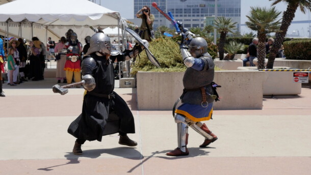 The clash of armor echoed across the West Mezzanine Terrace of the San Diego Convention Center during SCA’s live combat demonstration on July 24, 2026