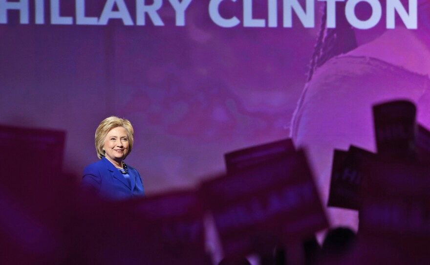 Democratic presidential candidate Hillary Clinton arrives for a Planned Parenthood Action Fund membership event Friday in Washington.