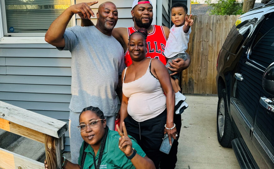 Anthony Bailey (left) poses with family members shortly after his release from prison in July 2024.