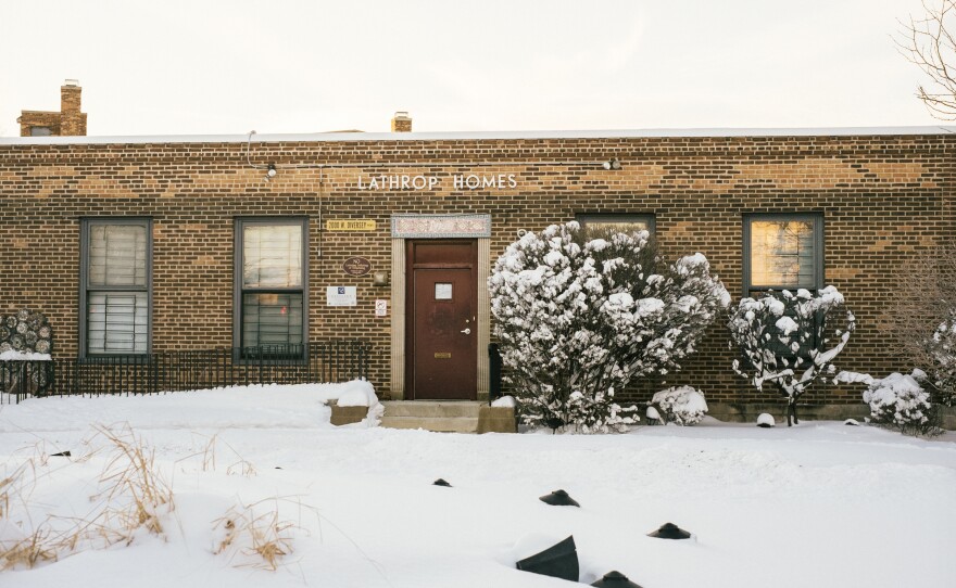 The main office for the Lathrop Homes public housing complex in Chicago. One resident says the redevelopment plan for the complex is just more gentrification in the city.