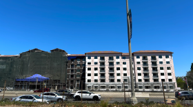 New apartments being constructed next to the I-8 freeway in San Diego's Mission Valley neighborhood