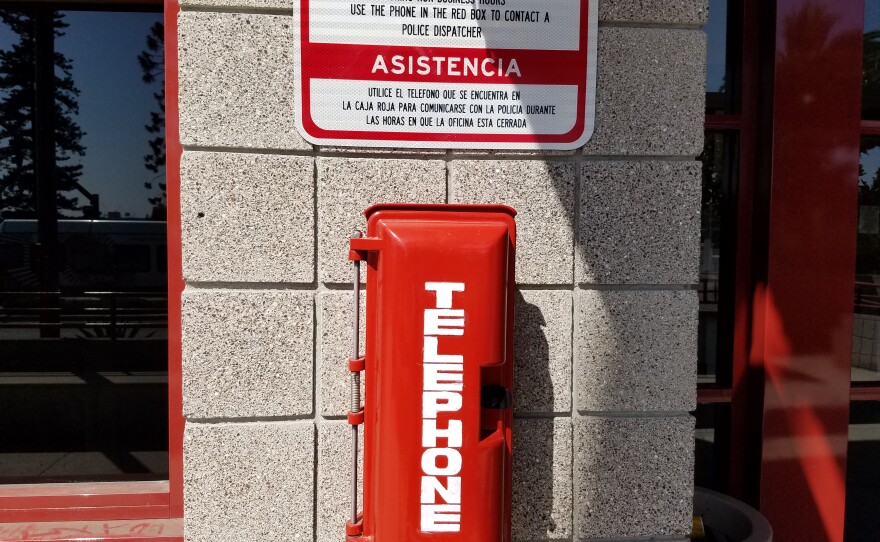 The telephone outside the National City Police Department, August 7, 2018.