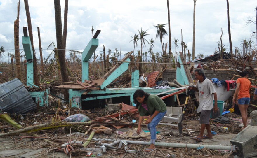 A destroyed house on the outskirts of Tacloban on Leyte island. This region was the worst affected by Typhoon Haiyan, causing widespread damage and loss of life.