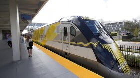 A Brightline train is shown at the station, in Fort Lauderdale, Fla., Jan. 11, 2018. 