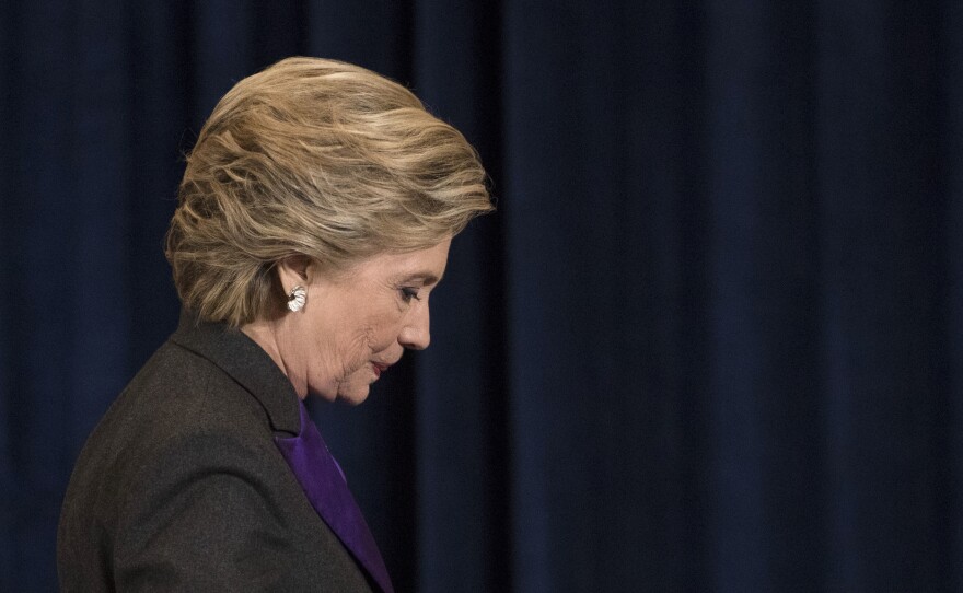 Hillary Clinton walks off stage after conceding the presidential election to Donald Trump on Wednesday.