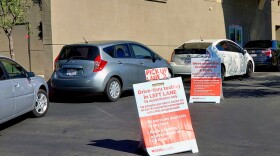 Cars lining up for drive-thru COVID-19 testing at a CVS Pharmacy in Chula Vista on June 12, 2020.