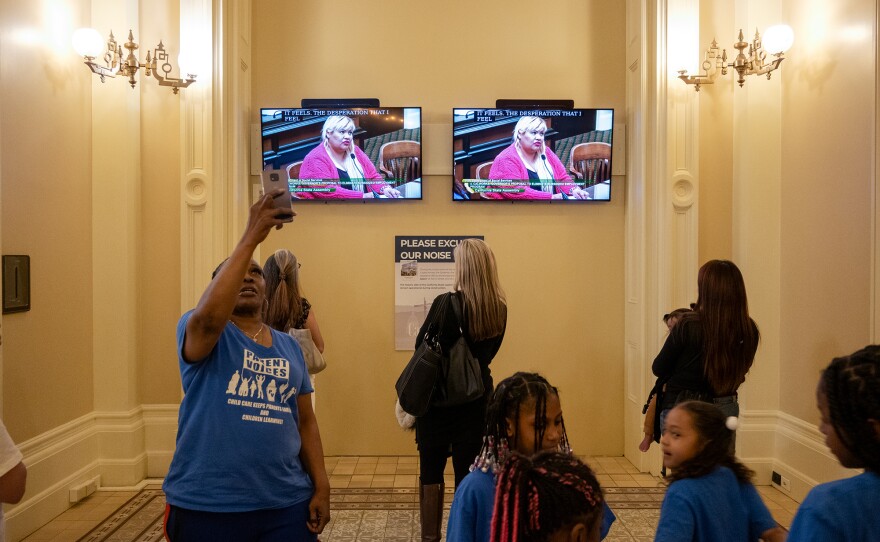 Attendees at the Budget Subcommittee No. 2 Human Services hearing at the state Capitol in Sacramento on March 20, 2024. Gov. Gavin Newsom recently proposed cuts to the CalWORKs program.