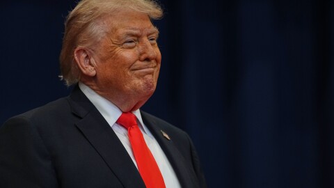 President Donald Trump arrives to speak at a charter school in The Villages, Fla., Friday, May 1, 2026.