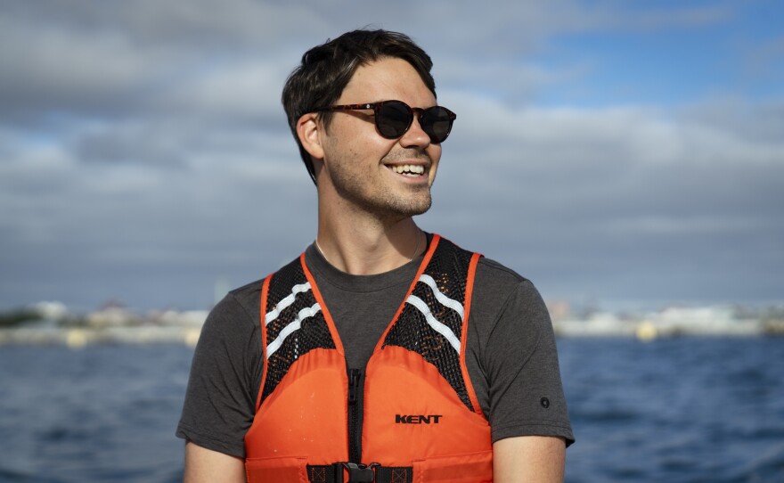 Ben Conniff, co-owner of Luke's Lobster, aboard Sea Smoke in Portland, Maine.