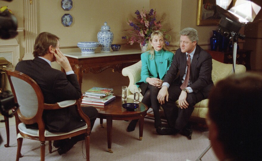 This <em>60 Minutes</em> interview was conducted by Steve Kroft during the midst of the Jennifer Flowers scandal which broke during Bill Clinton's first campaign for the White House. It was broadcast on CBS on Jan. 26, 1992.