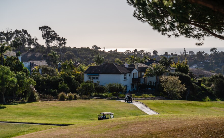 View of homes and a section of the Encinitas Ranch Golf Course off Quail Gardens Drive in Encinitas on Jan. 29, 2025.