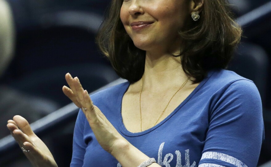 Ashley Judd watches Kentucky play Vanderbilt during the first half of an NCAA college basketball game at the Southeastern Conference tournament on March 15 in Nashville.