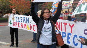 Immigrant activist and attorney Dulce Garcia at a protest in San Diego, November, 19, 2019. 