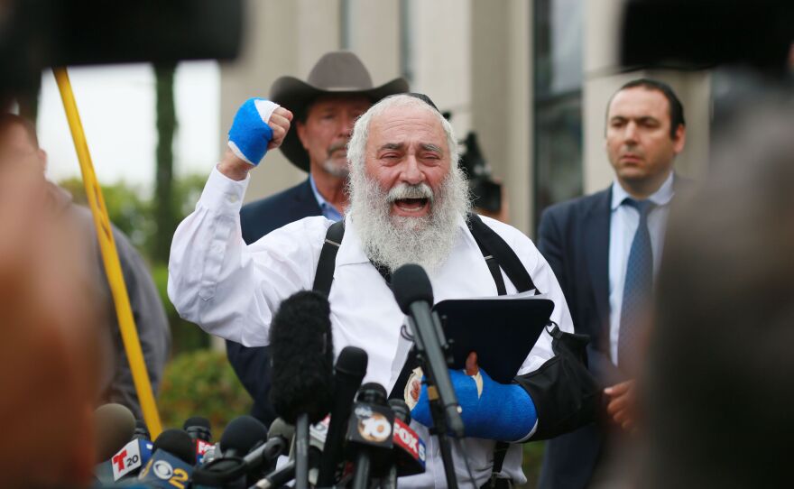 A day after his synagogue was attacked, Rabbi Yisroel Goldstein held a press conference outside the Chabad of Poway Synagogue to recount what happened during the deadly attack.