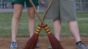 These Helix High Quidditch players have brooms modeled after the Harry Potter brooms.