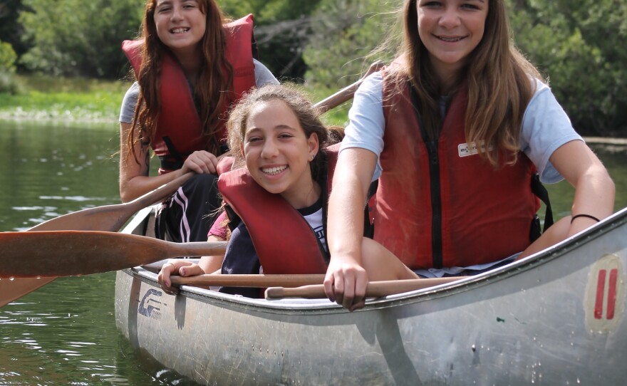Campers enjoy canoeing at Camp Mountain Chai.