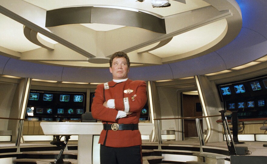 This 1988 file photo shows William Shatner dressed as Capt. James T. Kirk at a photo opportunity promoting the Paramount Studios film "Star Trek V: The Final Frontier."