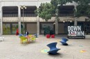 People walk through the public plaza outside Golden Hall in downtown San Diego on Jan. 21, 2026.