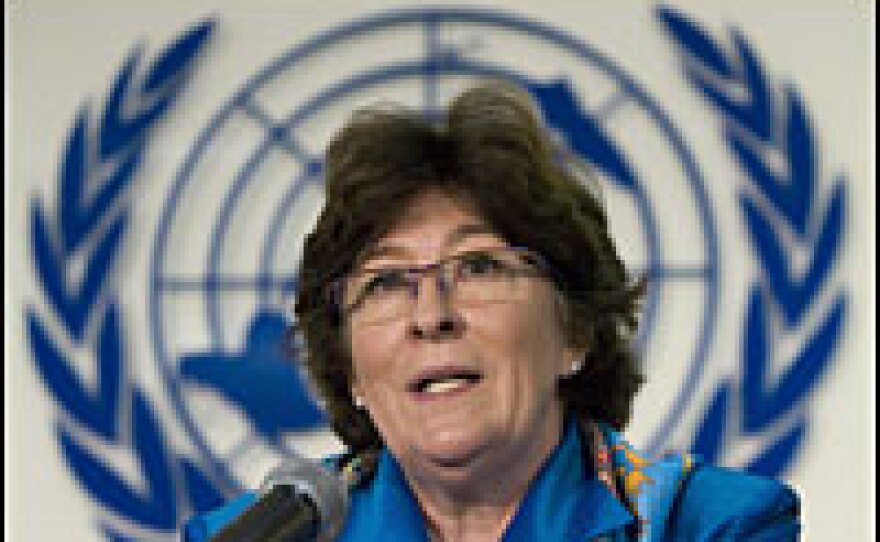 Former U.N. High Commissioner for Human Rights Louise Arbour speaks during a press conference in Mexico City, on February 8, 2008.