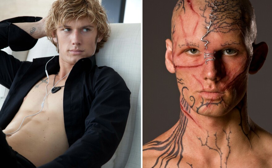 Alex Pettyfer, before and after, in "Beastly."