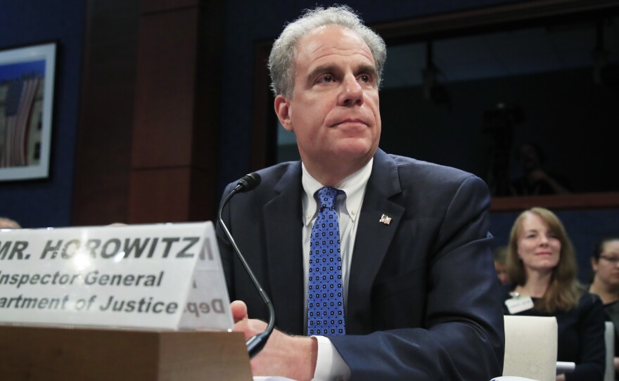 Justice Department Inspector General Michael Horowitz testifies before Congress last year. His report about the Russia investigation is expected on Monday.