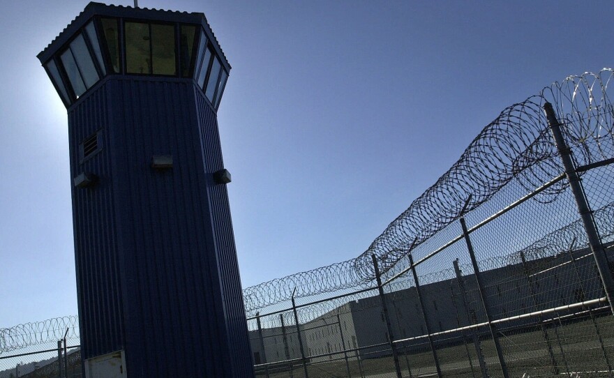A watchtower rises above the maximum security complex at Pelican Bay State Prison near Crescent City, Calif.