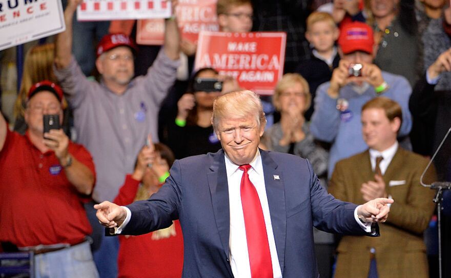 President-elect Donald Trump points to his supporters during his "Thank You" rally earlier this month in North Carolina.