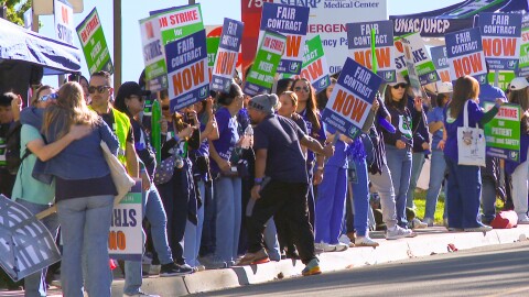 Sharp nurses and health care professionals strike on November 26, 2025.