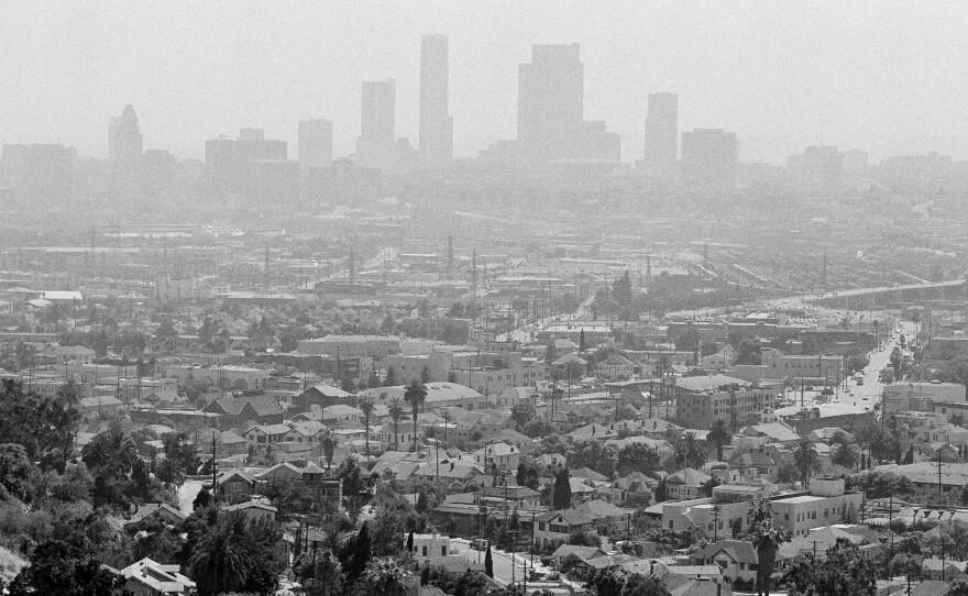 Smog hovers over the Los Angeles skyline on July 15, 1978.