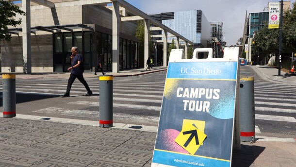 A sign advertises campus tours at UC San Diego on Wednesday, July 30, 2025.