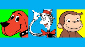 clifford, cat in the hat, curious george