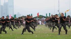 Stonecutters Island army base in Hong Kong opens to the public once a year as a goodwill gesture. Displays include kung fu demonstrations and shows of knife-fighting skills.
