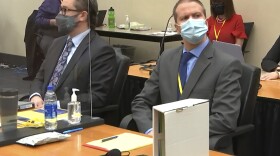 In this March 29, 2021 file image from video, defense attorney Eric Nelson, left, and former Minneapolis police officer Derek Chauvin listen as Hennepin County Judge Peter Cahill presides over pre-trial motions prior to opening statements in the trial of Chauvin for the May 25, 2020, death of George Floyd at the Hennepin County Courthouse in Minneapolis, Minn. 