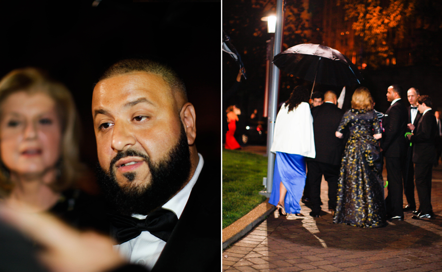 DJ Khaled and Arianna Huffington chatting with fans (L) and leaving the 102nd White House Correspondents' Association Dinner (R) on Saturday, April 30th in Washington, DC.