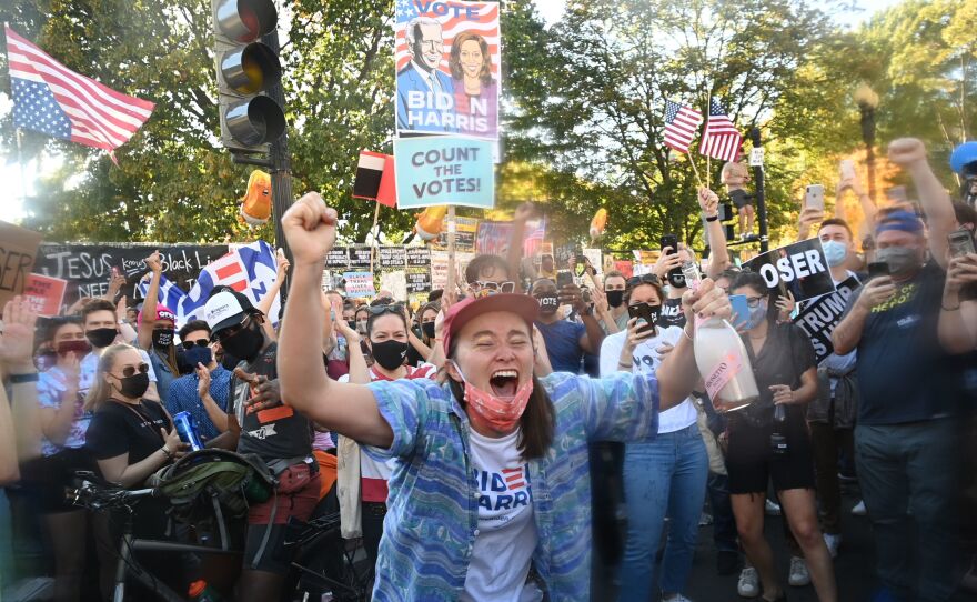 WASHINGTON: Soon after Joe Biden was declared the winner of the 2020 presidential election Saturday, a celebratory crowd headed to Black Lives Matter Plaza across from the White House in Washington, D.C.