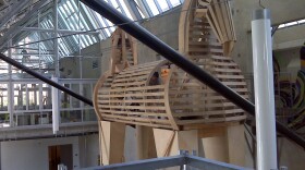"Toy an Horse" by Marcos RamÍrez "ERRE" being installed at the New Children's Museum in downtown San Diego.