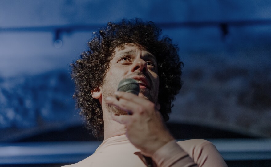 Ariel Bronz during the performance "Who Wants a Ride on a Camel at Jaffa Cinema?" at Jaffa Cinema, Tel Aviv–Jaffa, Israel.