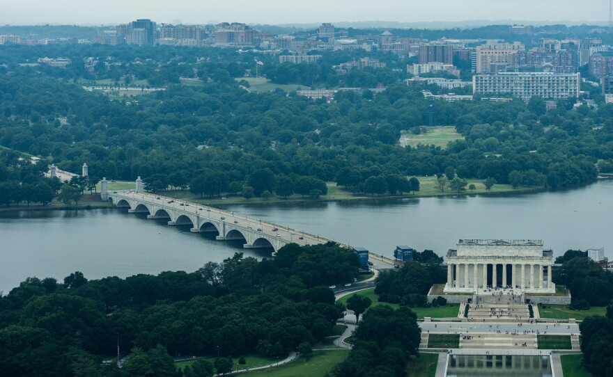 The Trump administration wants to build its arch in Memorial Circle, a traffic island on the bridge between the Lincoln Memorial and Arlington National Cemetery.