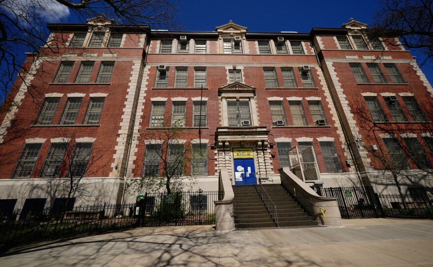 A view of the Suydam Magnet School for STEAM, in Brooklyn, N.Y. On Saturday, New York City Mayor Bill de Blasio announced the city's public schools would remain closed through the end of the academic year.