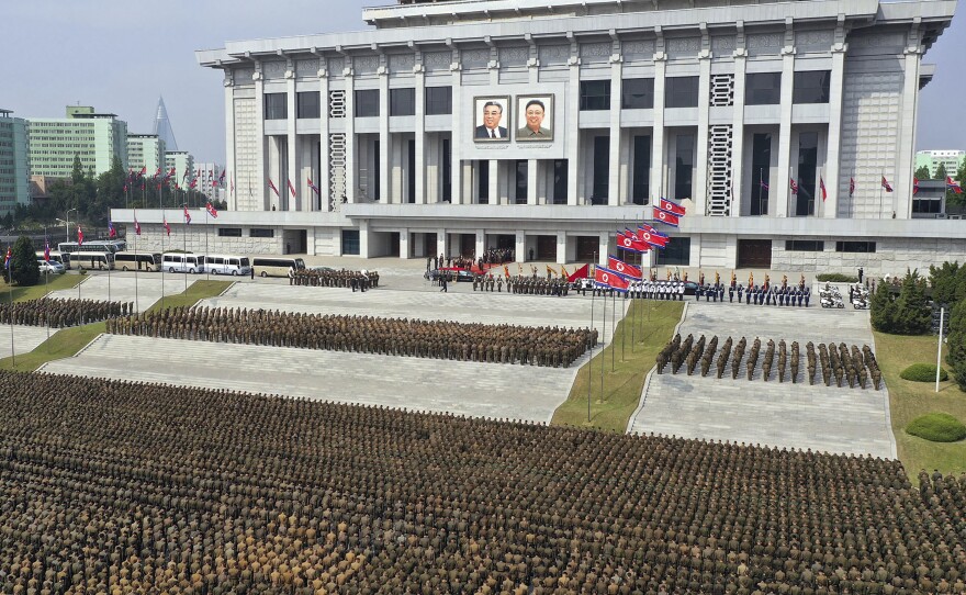 In this photo provided by the North Korean government, a funeral for Marshal of the Korean People's Army Hyon Chol Hae is held at the April 25 House of Culture in Pyongyang, North Korea Sunday, May 22, 2022.