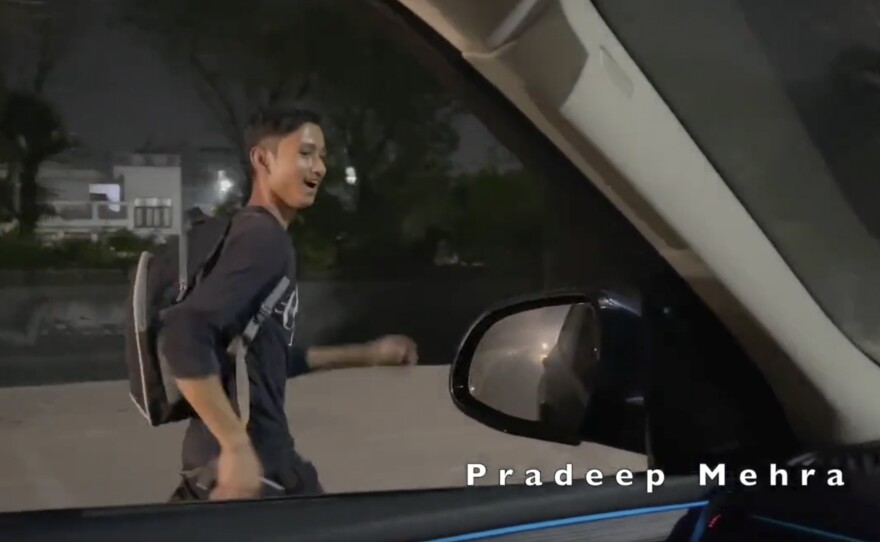 19-year-old Pradeep Mehra on his 5-mile run home after his shift ends at McDonald's. A chance encounter with a filmmaker led to a video that's gone viral.