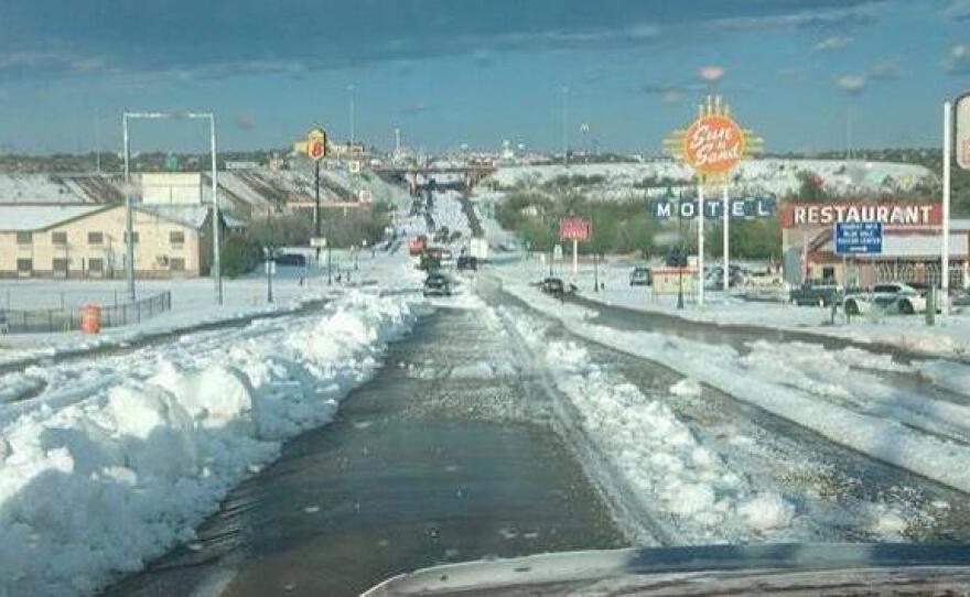 That's a lot of hail: the scene in Santa Rosa, N.M., after the storm blew through Wednesday.