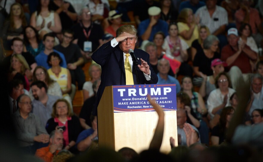Republican Presidential candidate Donald Trump listens to a question during a town hall event at Rochester Recreational Arena September 17, 2015 in Rochester, New Hampshire.