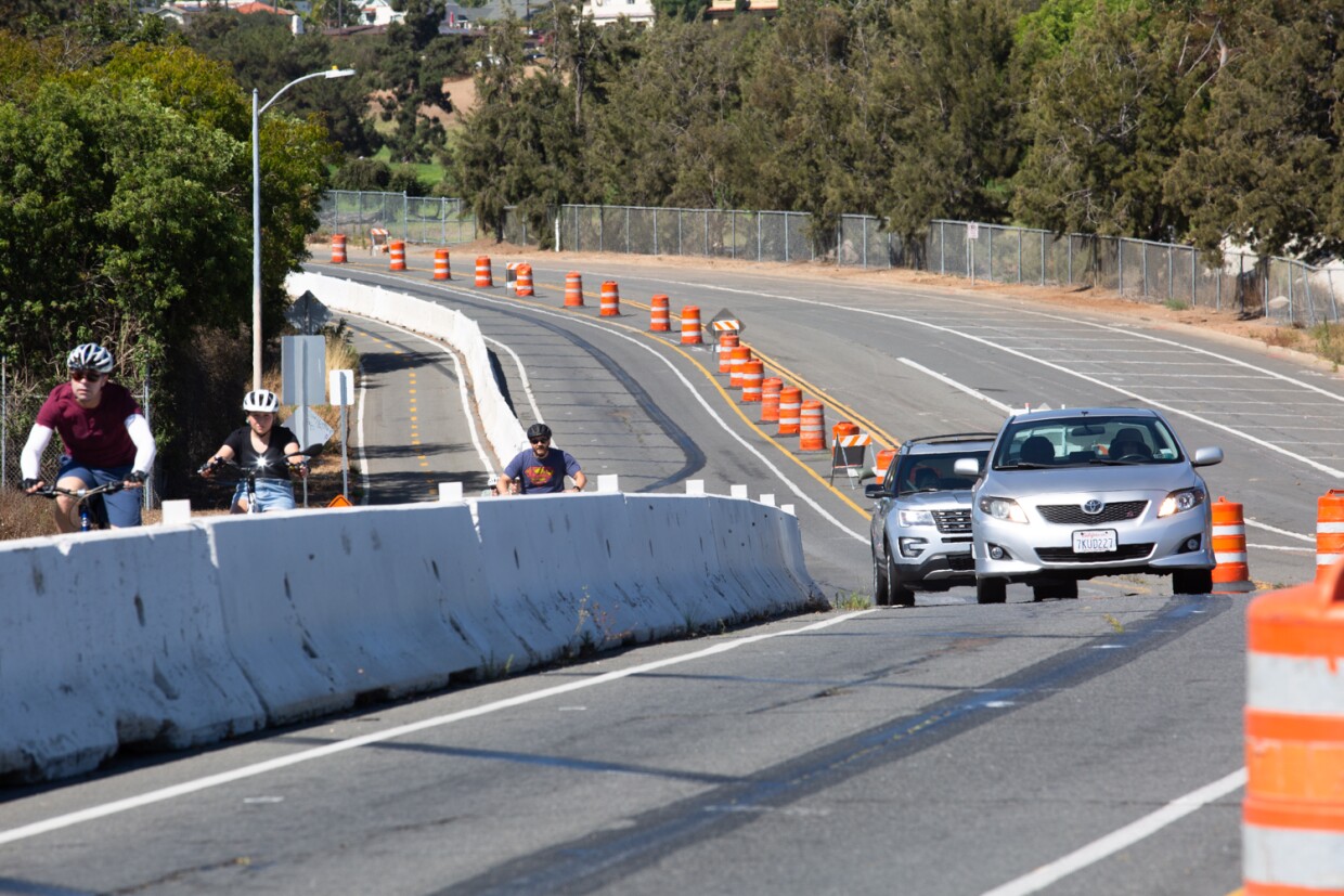 Construction is ongoing on Pershing Drive in San Diego, Calif. July 4, 2022.