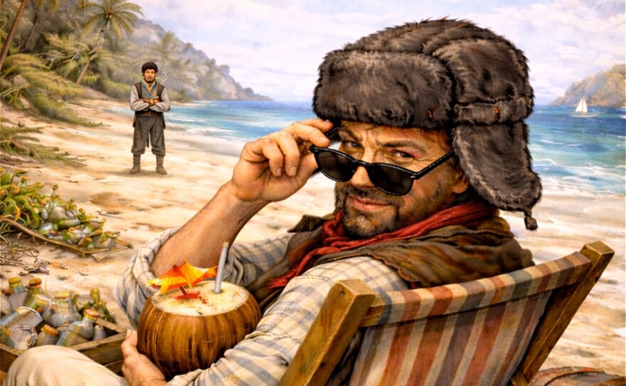 Tom Steward and B.J. Robinson perform in "An Audience with Robinson Crusoe" at San Diego State University's Prebys Theater, a new venue for San Diefo Fringe this year.