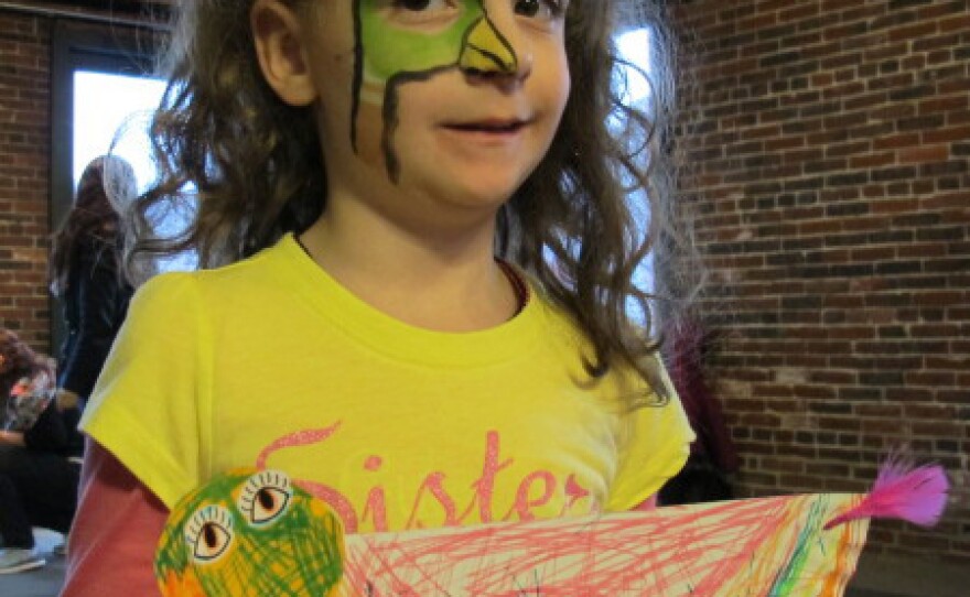 "I love baby ducks," says Grace Miller, 6, who celebrated the 75th anniversary of McCloskey's book at the Make Way for Ducklings Bookstore in Faneuil Hall in Boston.
