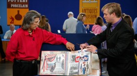 At "Antiques Roadshow" in Las Vegas, Nevada, this woman flips through a scrapbook, inherited from her great-great-grandfather, featuring the signatures of some of the Civil War era's greatest public figures, including Grant, Sherman, Frederick Douglass, Booker T. Washington, Robert E. Lee, Jefferson Davis and many others. This exceptional heirloom prompts appraiser Rafael Eledge of Shiloh Civil War Relics to assign an insurance value of $75,000 to $100,000.