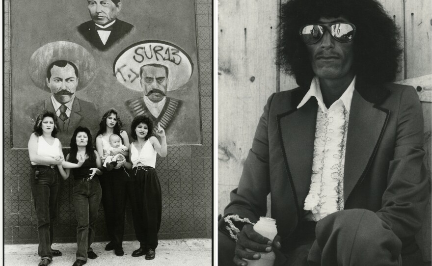 Left: <em>Cholas</em>, White Fence, East Los Angeles, 1986. Right: Sonora Desert, México, 1979.